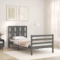 vidaXL Estructura de cama con cabecero madera maciza gris 90x200 cm vidaXL Estructura de cama con cabecero madera maciza gris 90x200 cm