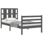 vidaXL Estructura de cama con cabecero madera maciza gris 90x200 cm vidaXL Estructura de cama con cabecero madera maciza gris 90x200 cm
