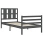 vidaXL Estructura de cama con cabecero madera maciza gris 90x200 cm vidaXL Estructura de cama con cabecero madera maciza gris 90x200 cm