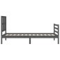 vidaXL Estructura de cama con cabecero madera maciza gris 90x200 cm vidaXL Estructura de cama con cabecero madera maciza gris 90x200 cm