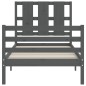 vidaXL Estructura de cama con cabecero madera maciza gris 90x200 cm vidaXL Estructura de cama con cabecero madera maciza gris 90x200 cm