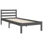 vidaXL Estructura de cama con cabecero madera maciza gris 90x200 cm vidaXL Estructura de cama con cabecero madera maciza gris 90x200 cm