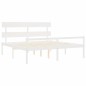 vidaXL Cama matrimonio personas mayores cabecero madera maciza blanco vidaXL Cama matrimonio personas mayores cabecero madera maciza blanco