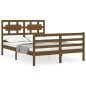 vidaXL Estructura cama y cabecero madera maciza marrón miel 140x200 cm