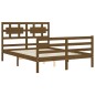 vidaXL Estructura cama y cabecero madera maciza marrón miel 140x200 cm