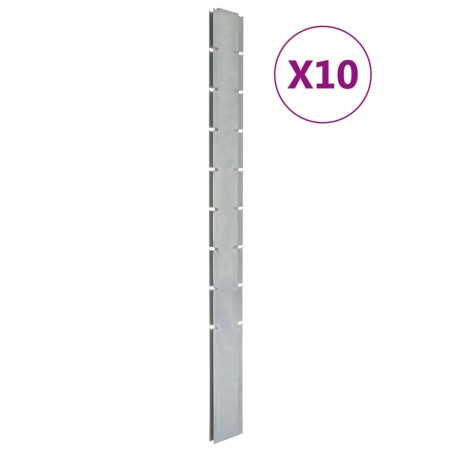 vidaXL Postes de valla de jardín 10 uds acero galvanizado plata 220 cm