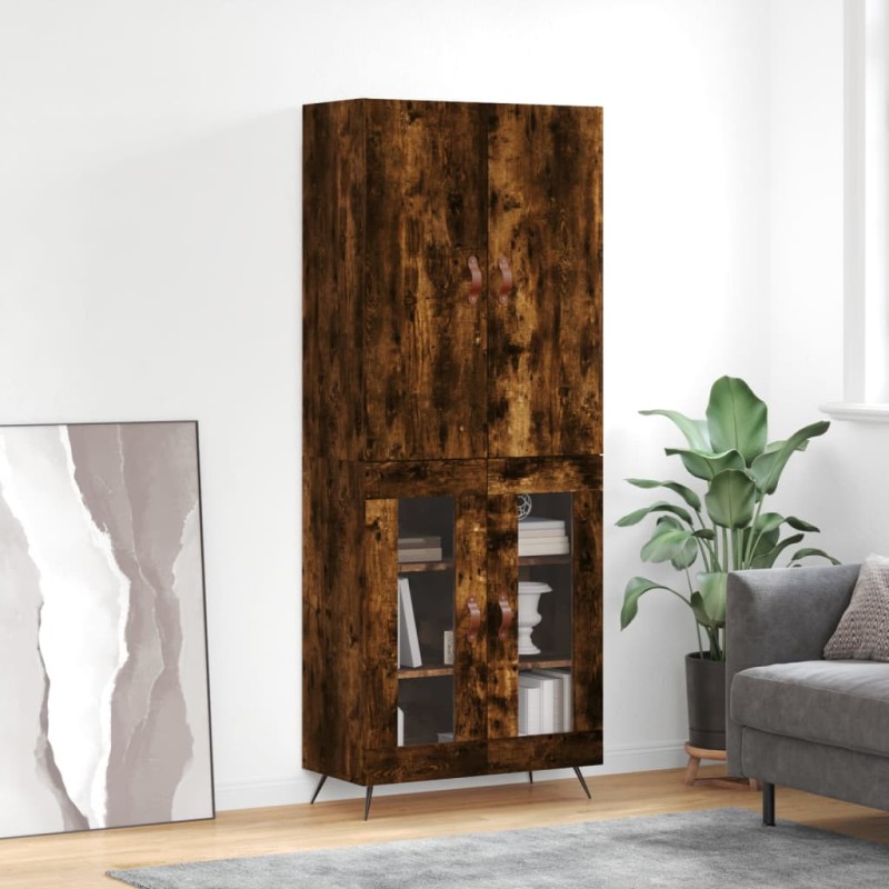vidaXL Aparador alto madera contrachapada roble ahumado 69,5x34x180 cm vidaXL Aparador alto madera contrachapada roble ahumado 69,5x34x180 cm