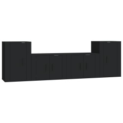 vidaXL Set de muebles para TV 4 piezas madera contrachapada negro
