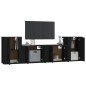 vidaXL Set de muebles para TV 4 piezas madera contrachapada negro vidaXL Set de muebles para TV 4 piezas madera contrachapada negro