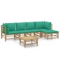 vidaXL Set de muebles de jardín 6 piezas bambú con cojines verde vidaXL Set de muebles de jardín 6 piezas bambú con cojines verde