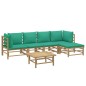 vidaXL Set de muebles de jardín 6 piezas bambú con cojines verde vidaXL Set de muebles de jardín 6 piezas bambú con cojines verde