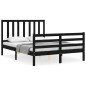 vidaXL Estructura cama de matrimonio con cabecero madera maciza negro