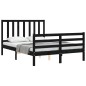 vidaXL Estructura cama de matrimonio con cabecero madera maciza negro