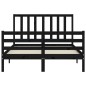 vidaXL Estructura cama de matrimonio con cabecero madera maciza negro