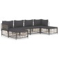 vidaXL Juego de muebles de jardín 6 pzas cojines antracita ratán PE vidaXL Juego de muebles de jardín 6 pzas cojines antracita ratán PE