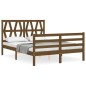 vidaXL Estructura de cama matrimonio con cabecero madera marrón miel vidaXL Estructura de cama matrimonio con cabecero madera marrón miel
