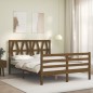 vidaXL Estructura de cama matrimonio con cabecero madera marrón miel vidaXL Estructura de cama matrimonio con cabecero madera marrón miel