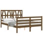 vidaXL Estructura de cama matrimonio con cabecero madera marrón miel vidaXL Estructura de cama matrimonio con cabecero madera marrón miel