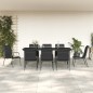 vidaXL Juego de comedor para jardín 9 piezas acero y textilene negro vidaXL Juego de comedor para jardín 9 piezas acero y textilene negro