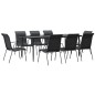 vidaXL Juego de comedor para jardín 9 piezas acero y textilene negro vidaXL Juego de comedor para jardín 9 piezas acero y textilene negro