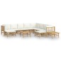 vidaXL Set de muebles de jardín 12 piezas bambú y cojines blanco crema vidaXL Set de muebles de jardín 12 piezas bambú y cojines blanco crema
