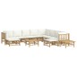 vidaXL Set de muebles de jardín 12 piezas bambú y cojines blanco crema vidaXL Set de muebles de jardín 12 piezas bambú y cojines blanco crema
