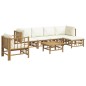 vidaXL Set de muebles de jardín 7 piezas bambú y cojines blanco crema vidaXL Set de muebles de jardín 7 piezas bambú y cojines blanco crema