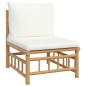 vidaXL Set de muebles de jardín 7 piezas bambú y cojines blanco crema vidaXL Set de muebles de jardín 7 piezas bambú y cojines blanco crema