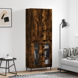 vidaXL Aparador alto madera contrachapada roble ahumado 69,5x34x180 cm