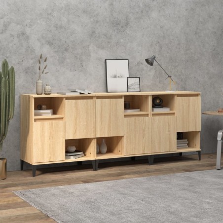 vidaXL Aparadores 3 uds madera contrachapada roble Sonoma 60x35x70 cm