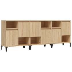 vidaXL Aparadores 3 uds madera contrachapada roble Sonoma 60x35x70 cm