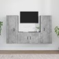 vidaXL Set de muebles de TV 3 pzas madera contrachapada gris hormigón