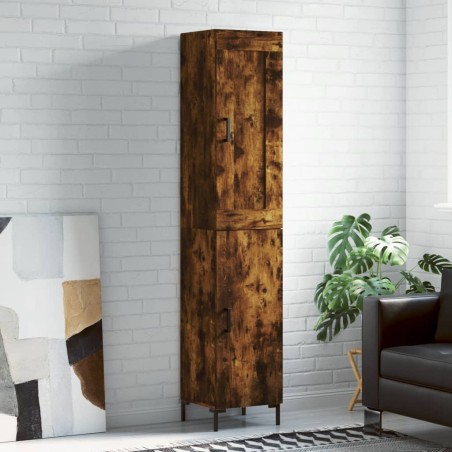 vidaXL Aparador de madera contrachapada roble ahumado 34,5x34x180 cm