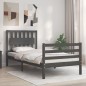 vidaXL Estructura de cama con cabecero madera maciza gris 90x200 cm vidaXL Estructura de cama con cabecero madera maciza gris 90x200 cm