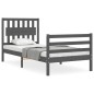 vidaXL Estructura de cama con cabecero madera maciza gris 90x200 cm vidaXL Estructura de cama con cabecero madera maciza gris 90x200 cm