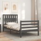 vidaXL Estructura de cama con cabecero madera maciza gris 90x200 cm vidaXL Estructura de cama con cabecero madera maciza gris 90x200 cm