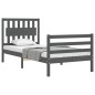 vidaXL Estructura de cama con cabecero madera maciza gris 90x200 cm vidaXL Estructura de cama con cabecero madera maciza gris 90x200 cm