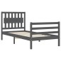 vidaXL Estructura de cama con cabecero madera maciza gris 90x200 cm vidaXL Estructura de cama con cabecero madera maciza gris 90x200 cm