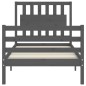 vidaXL Estructura de cama con cabecero madera maciza gris 90x200 cm vidaXL Estructura de cama con cabecero madera maciza gris 90x200 cm