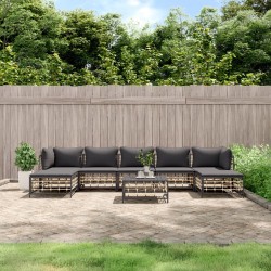 vidaXL Juego de muebles de jardín 8 pzas y cojines ratán PE antracita