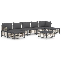 vidaXL Juego de muebles de jardín 8 pzas y cojines ratán PE antracita