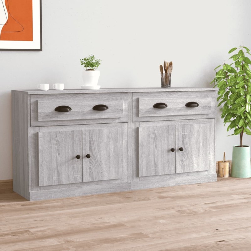 vidaXL Aparadores 2 piezas madera contrachapada gris Sonoma