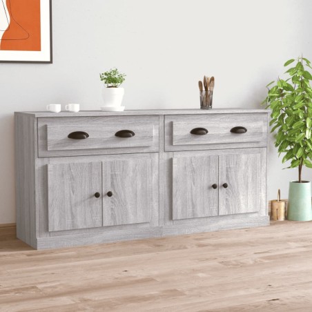 vidaXL Aparadores 2 piezas madera contrachapada gris Sonoma