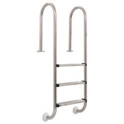 vidaXL Escalera de piscina 3 peldaños acero inoxidable 304 120 cm