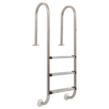 vidaXL Escalera de piscina 3 peldaños acero inoxidable 304 120 cm