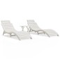 vidaXL Tumbonas con mesa 2 uds madera maciza de acacia blanco vidaXL Tumbonas con mesa 2 uds madera maciza de acacia blanco