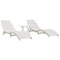 vidaXL Tumbonas con mesa 2 uds madera maciza de acacia blanco vidaXL Tumbonas con mesa 2 uds madera maciza de acacia blanco