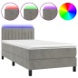 vidaXL Cama box spring colchón y LED terciopelo gris claro 80x200 cm vidaXL Cama box spring colchón y LED terciopelo gris claro 80x200 cm