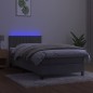 vidaXL Cama box spring colchón y LED terciopelo gris claro 80x200 cm vidaXL Cama box spring colchón y LED terciopelo gris claro 80x200 cm