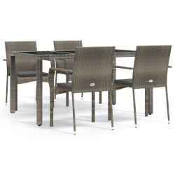 vidaXL Set comedor de jardín 5 piezas con cojines ratán sintético gris